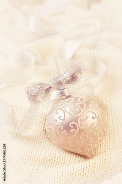 Obraz Christmas ball on knit background