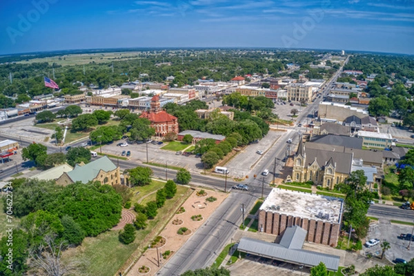 Fototapeta Aerial View of Gonzales, Texas in Summer