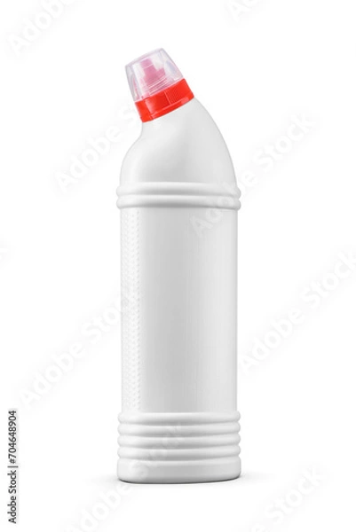 Fototapeta Toilet bowl cleaner bottle with red cap isolated. Transparent PNG image.