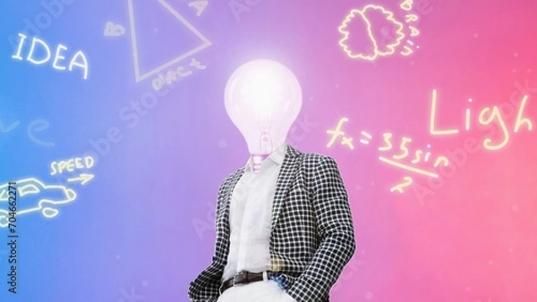 Obraz Light Bulb Head. Brainstorming and good idea