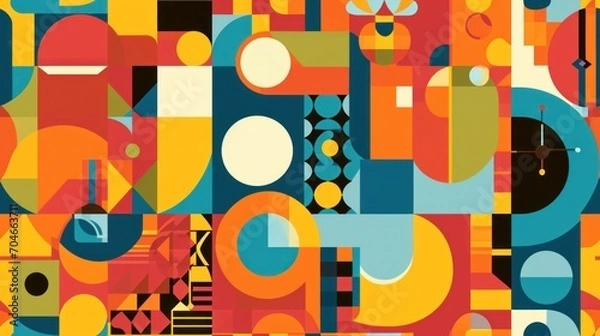 Fototapeta  an image of a very colorful pattern that looks like it has a lot of different shapes and colors on it.