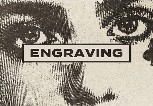 Obraz Engraving Halftone Risograph Photo Effect Paper Texture Template Mockup Overlay Style