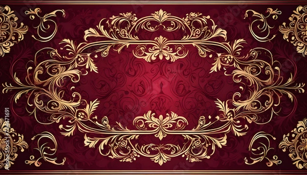Obraz Illustration ornate floral pattern decorative dark red color for Presentations marketing, decks, ads, books covers, Digital interfaces, print design templates material, wedding invitation cards