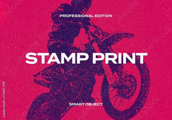 Obraz Pieczęć Risograph Półtony Efekt fotograficzny Papier tekstura Szablon Makieta Styl nakładki