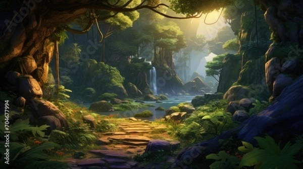 Fototapeta A beautiful, breathtaking land that hides its secrets game art