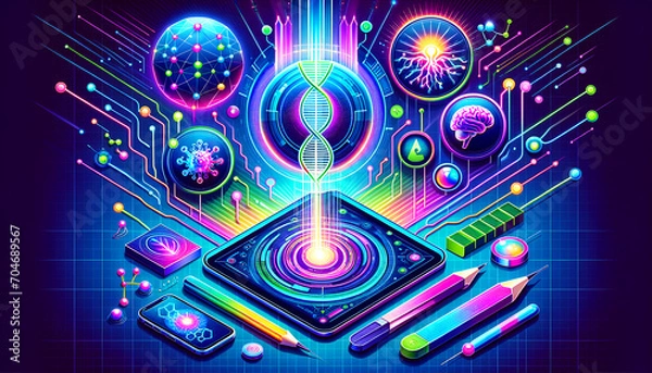 Fototapeta A vibrant glimpse into the future of healthcare and technology.
