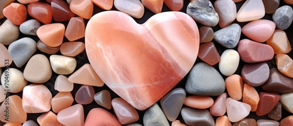 Obraz Stone in the shape of a heart, surrounded by pebbles
