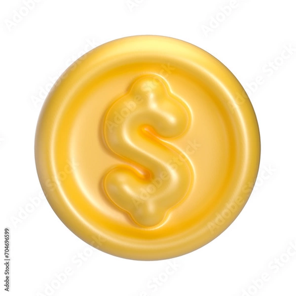 Obraz 3D Yellow glossy coin icon