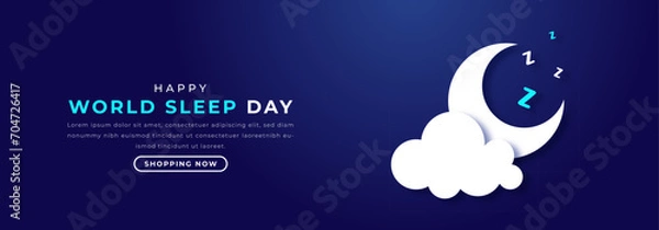 Obraz World Sleep Day Paper cut style Vector Design Illustration for Background, Poster, Banner, Advertising, Greeting Card
