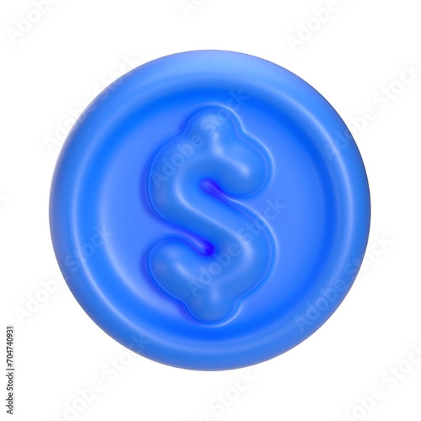 Obraz 3D Blue glossy coin icon
