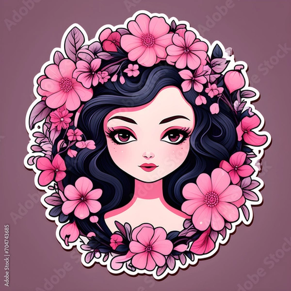 Obraz 꽃과 사람, 헤어 스타일, 꽃으로 장식된 머리 모양
