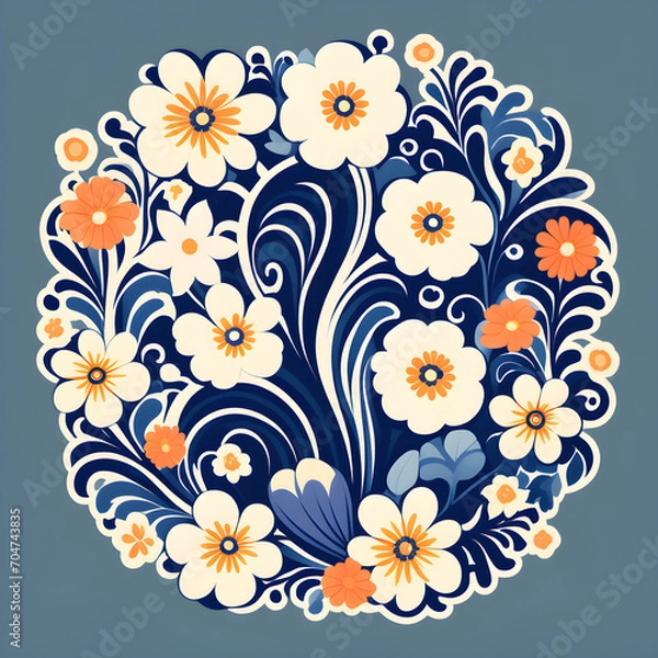 Fototapeta 꽃 디자인, 세트, 물결