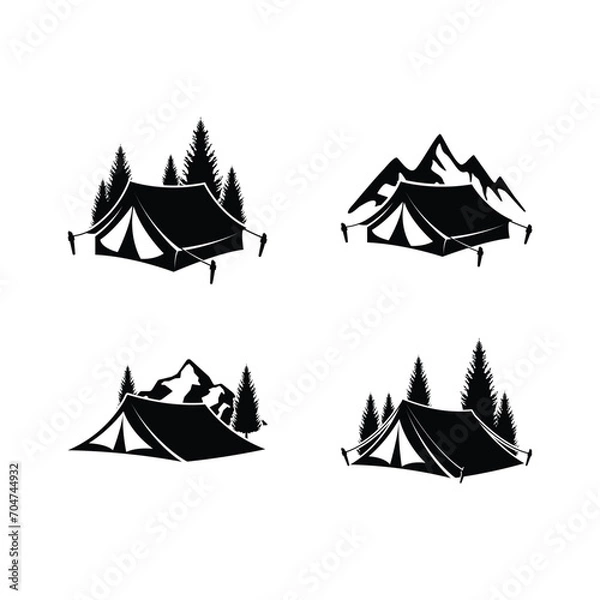 Obraz camping tent silhouette