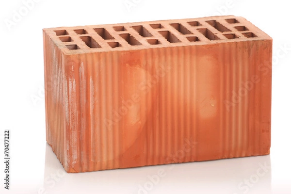 Obraz red clay bricks on white background