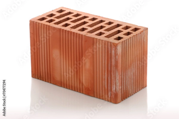 Obraz red clay bricks on white background