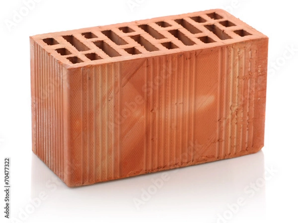 Obraz red clay bricks on white background
