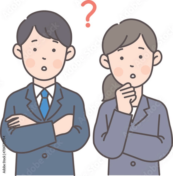 Fototapeta 悩んでいる会社員の上半身イラスト