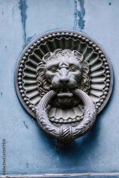 Obraz Maniglia di porta a forma testa di Leone, bussare