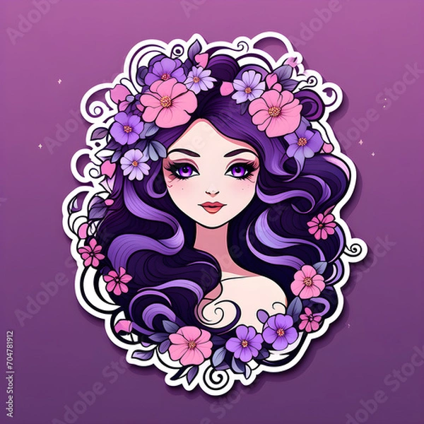 Obraz 꽃과 사람, 헤어 스타일, 꽃으로 장식된 머리 모양