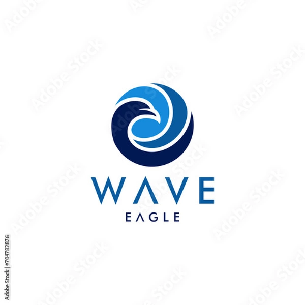 Fototapeta Wave Eagle, Combined Wave and Eagle Become One Concept, Vector Minimalist style, Modern Logo Design Editable