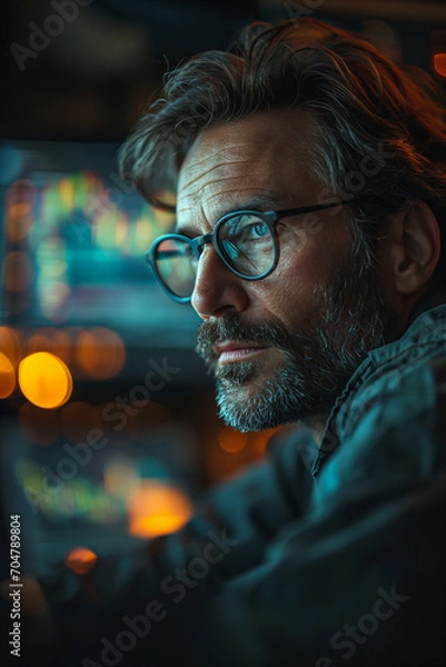 Obraz Man working with graphics in the background Generative AI