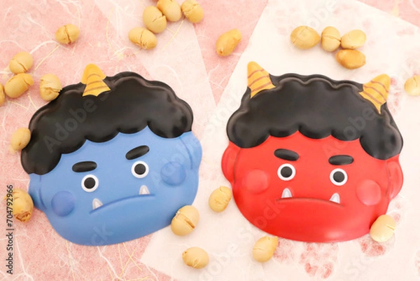 Fototapeta 赤鬼と青鬼　節分イメージ