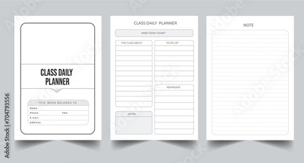 Fototapeta Editable Class Daily  Planner Kdp Interior printable template Design.