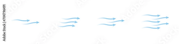 Fototapeta Wind flow arrow direction vector. Air conditioner air flow direction set.