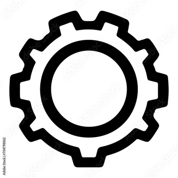 Fototapeta Gear Setting outline icon for apps, websites, logo. Gear symbol black line cogwheel sign vector