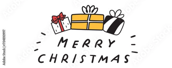 Obraz Merry Christmas. Handwriting phrase. Flat vector isolated illustration on white background.
