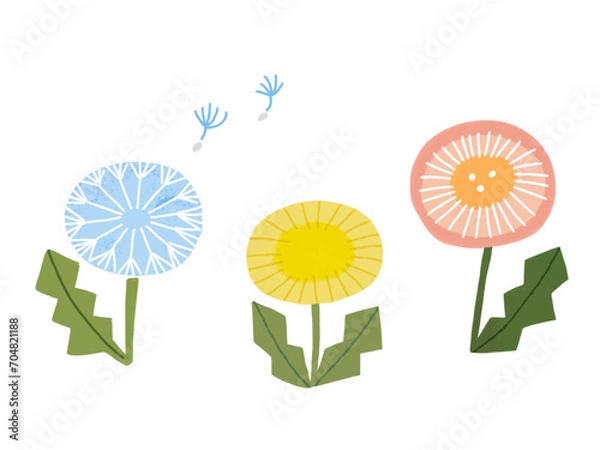 Fototapeta 手描き風たんぽぽのベクターイラスト