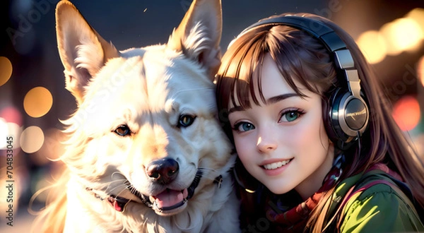 Obraz Sonic Serenity: Exploring the Harmonic Elegance of AI-Crafted Portraits Featuring Enchanting Gazes and Musical Reverie in Captivating Female Subjects