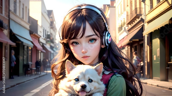 Obraz Sonic Serenity: Exploring the Harmonic Elegance of AI-Crafted Portraits Featuring Enchanting Gazes and Musical Reverie in Captivating Female Subjects