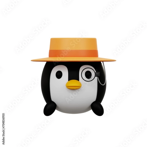 Obraz penguin in hat 3D Icon