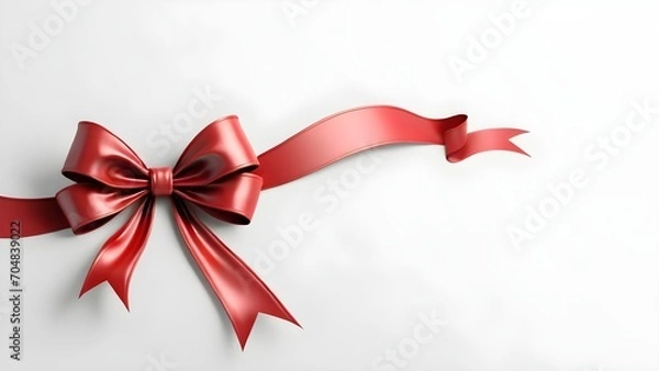 Obraz Red bow on white background. Generative AI