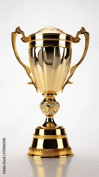 Obraz Golden trophy isolated on a white background