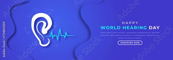 Fototapeta World Hearing Day Paper cut style Vector Design Illustration for Background, Poster, Banner, Advertising, Greeting Card