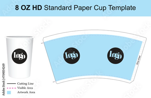 Obraz 8 ounce single wall paper cup template
