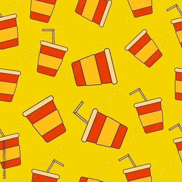 Obraz juice cup illustration pattern design on yellow background .