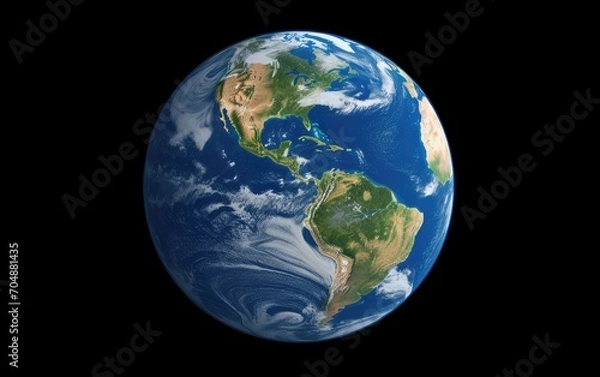 Fototapeta Blue planet earth isolated on black background.