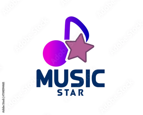Fototapeta music star note icon logo design template