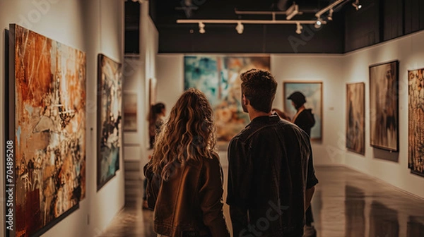 Fototapeta Couple on a date in an art gallery