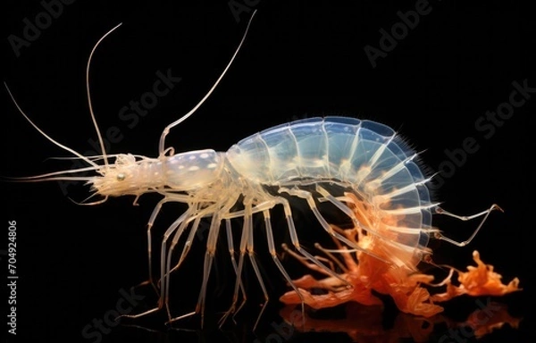 Fototapeta A shrimp with long legs and long tentacles. Generative AI.