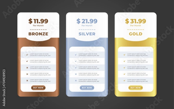 Fototapeta Vector modern pricing table design template
