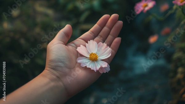 Fototapeta hand with daisy