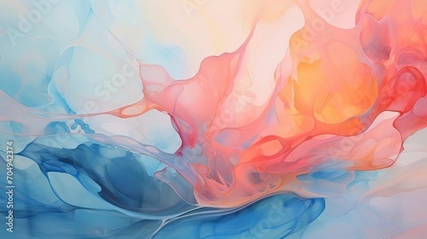 Fototapeta Gorgeous abstraction created by slowly blending and softly combining liquid paints