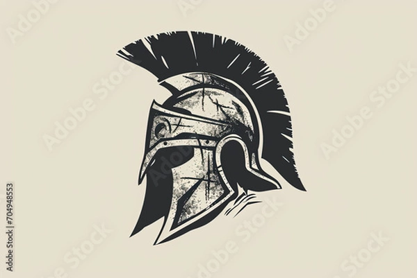 Fototapeta Elegant and unique warrior helmet logo.