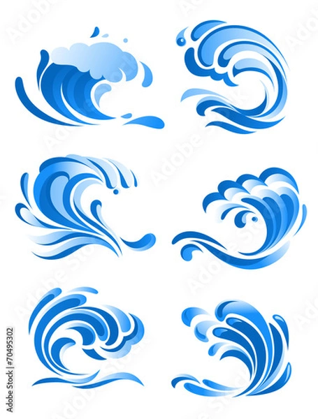 Fototapeta Blue curling ocean waves