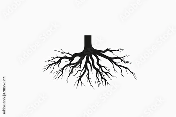 Fototapeta Beautiful and stylish tree with roots logo.