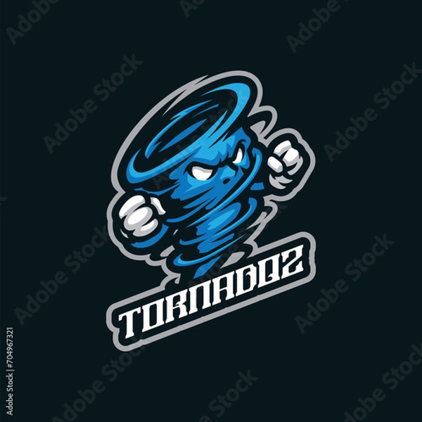 Obraz Tornado mascot logo design vector with modern illustration concept style for badge, emblem and t shirt printing. Angry tornado illustration for sport and esport team.
